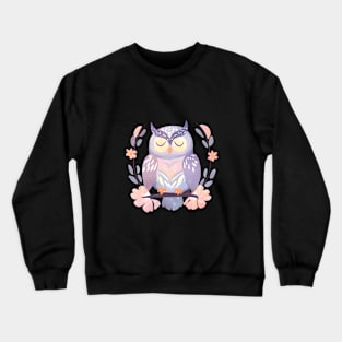 Sleeping owl art, pastel colors Crewneck Sweatshirt